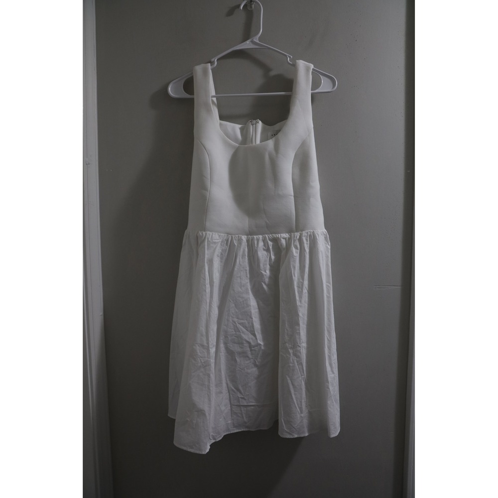 Endless Rose White Square Neck Fit Flare Dress Black Bow Back Size‎ L